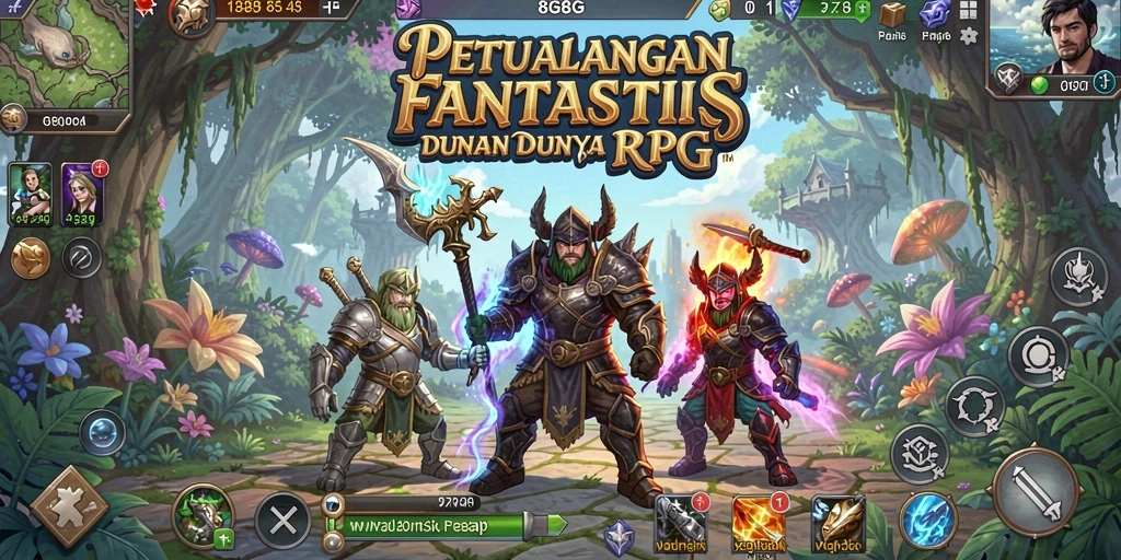 Tampilan gameplay 8G8G yang penuh aksi dan strategi RPG.
