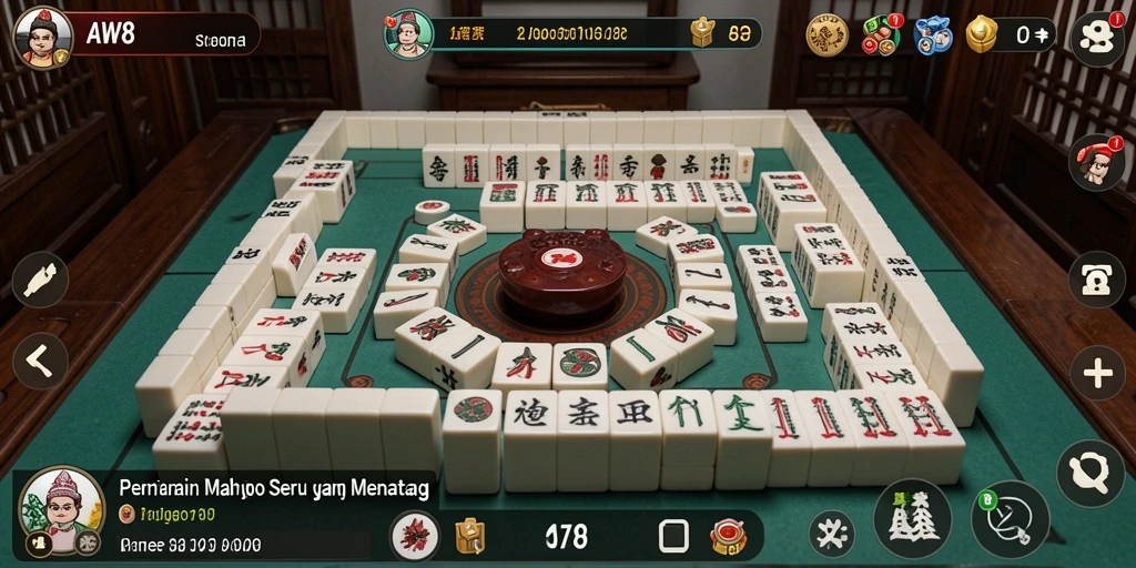Screenshot gameplay AW8 yang menampilkan aksi Mahjong yang dinamis.