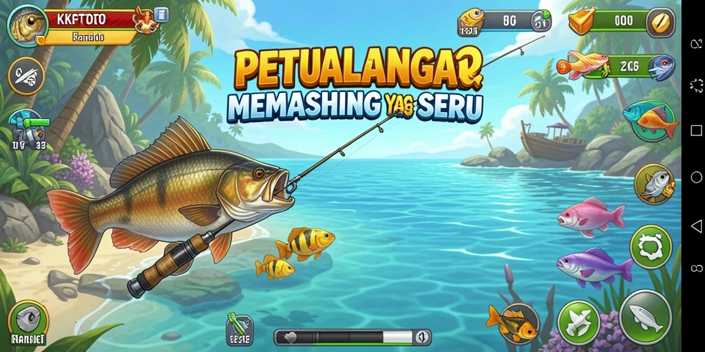 Screenshot dari gameplay KPKTOTO menunjukkan keseruan memancing.