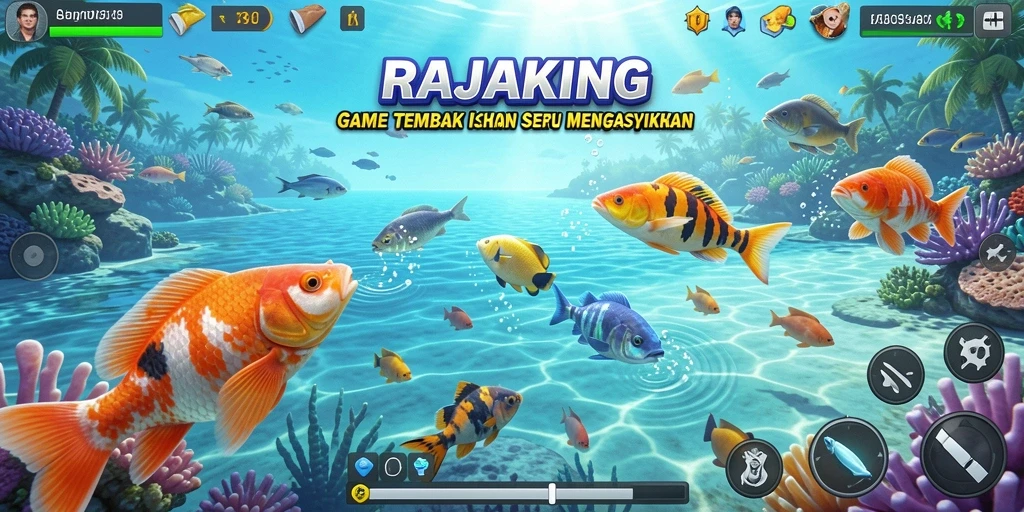 Tampilan gameplay seru saat menangkap ikan di RAJAKING.