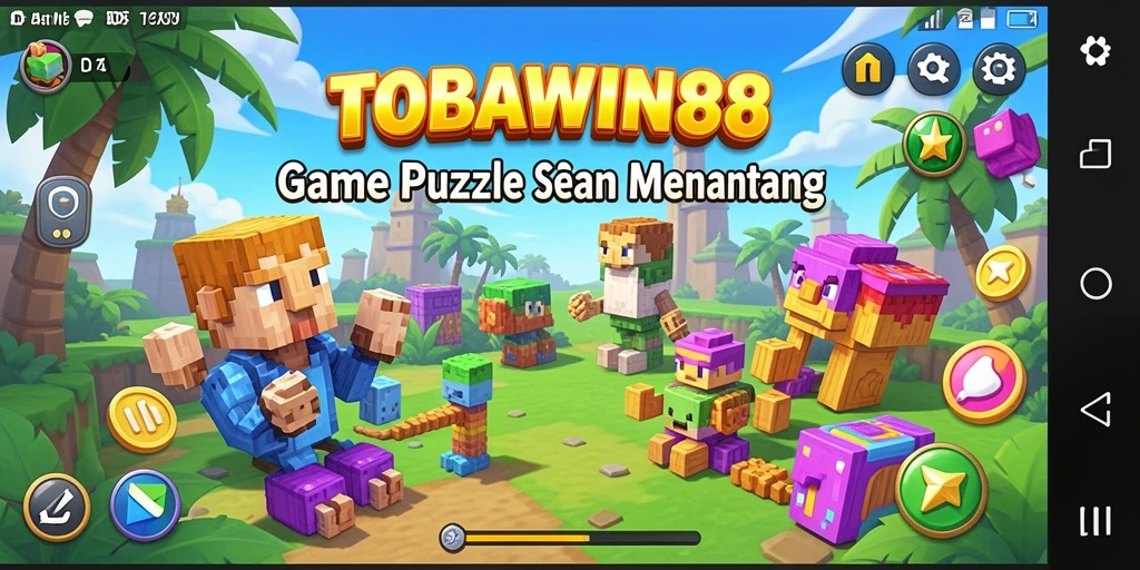 Tampilan gameplay TOBAWIN88 yang penuh warna dan menantang teka-teki.