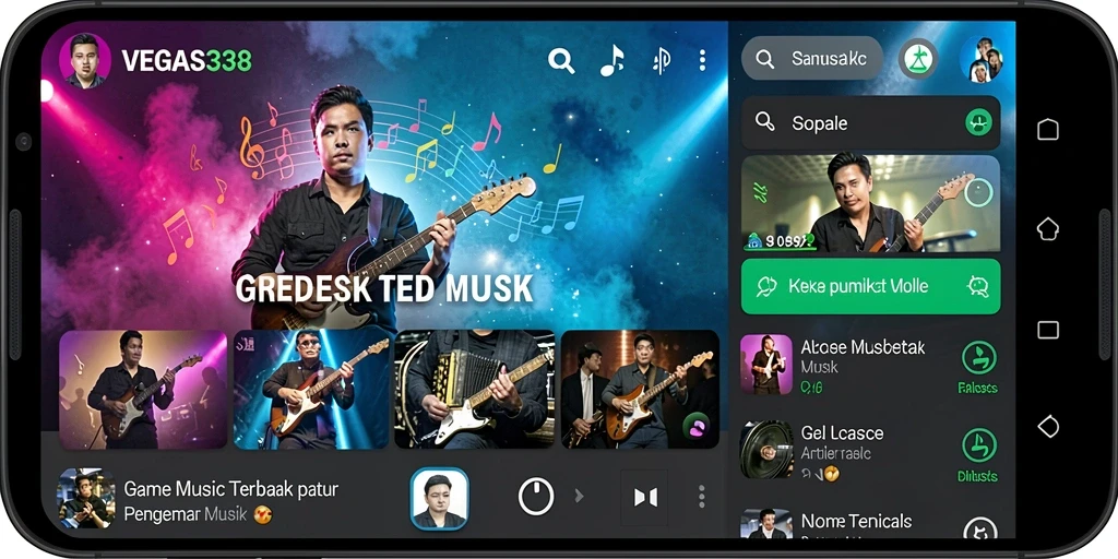 Screenshot menunjukkan pengalaman seru bermain musik dalam VEGAS338.